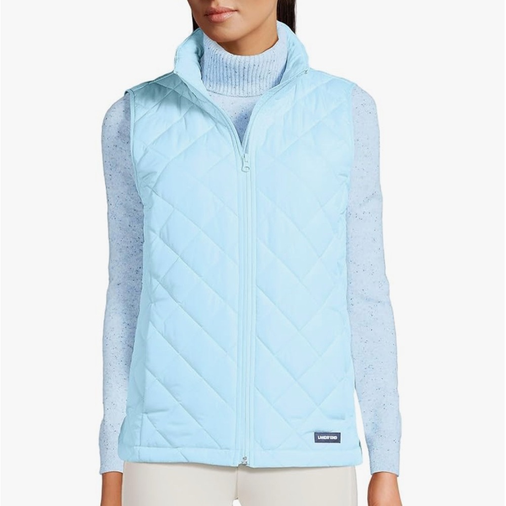 Lands’ End Light Blue Quilted Vest Sz M
